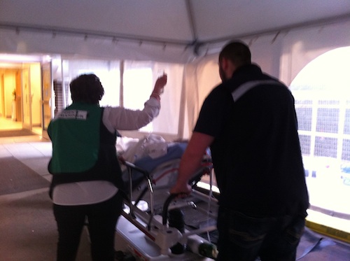Patients were moved through a temporary corridor from the Main Building to the new Tower building beginning at 0730 hrs.