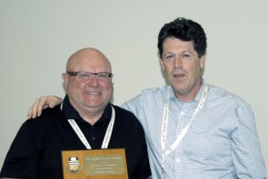 Brian O'Connor (left) is pictured receiving his award from Dr. David Patrick, who is Director of the School of Population and Public Health, Faculty of Medicine, University of British Columbia.
