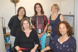 The Older Adult MH&A central intake team. Front row: Clare Conkin, RN and Brenda Camfferman, RN. Back row: Winnie Lau, RPN, Jodi Diamond, RN, Josanne Dubeau, RN. 