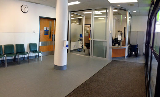 Bright and welcoming: The new entry and waiting area is open and offers much more natural light than before.