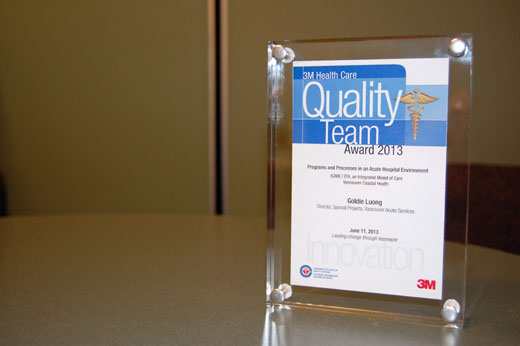 3M Health Care Quality Team Award: Our iCARE & ITH Working Group outshone 13 competitors from across Canada to win this highly regarded award recognizing innovation, quality and teamwork.