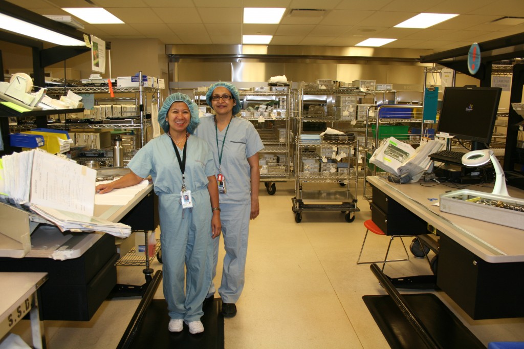 Senior equipment techs Marieta Cheverton (left) and Disho Jakhar (right) document thousands of new medical instruments every year.