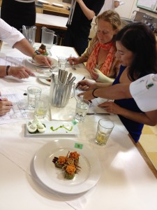 Ilana Labow, Farmer and Melissa LeBlanc, Dietitian take part in judging the appetizers.